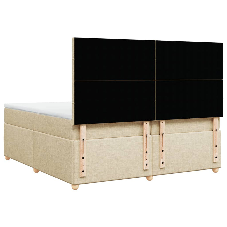 Boxspring met matras stof crèmekleurig 200x200 cm