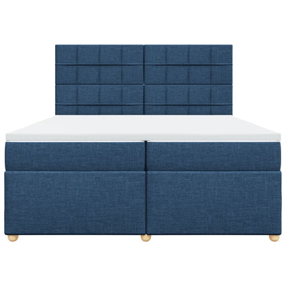 Boxspring met matras stof blauw 200x200 cm