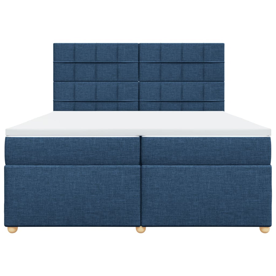Boxspring met matras stof blauw 200x200 cm