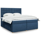 Box spring with mattress fabric blue 200x200 cm