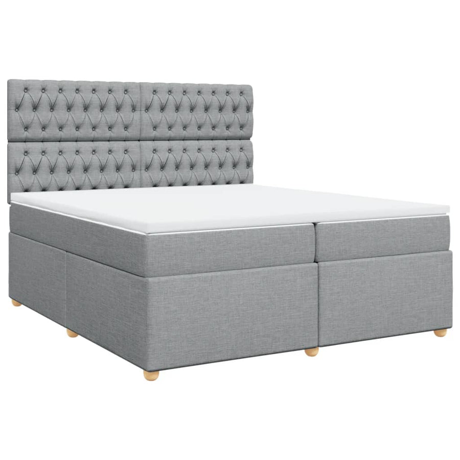 Boxspring met matras stof lichtgrijs 200x200 cm