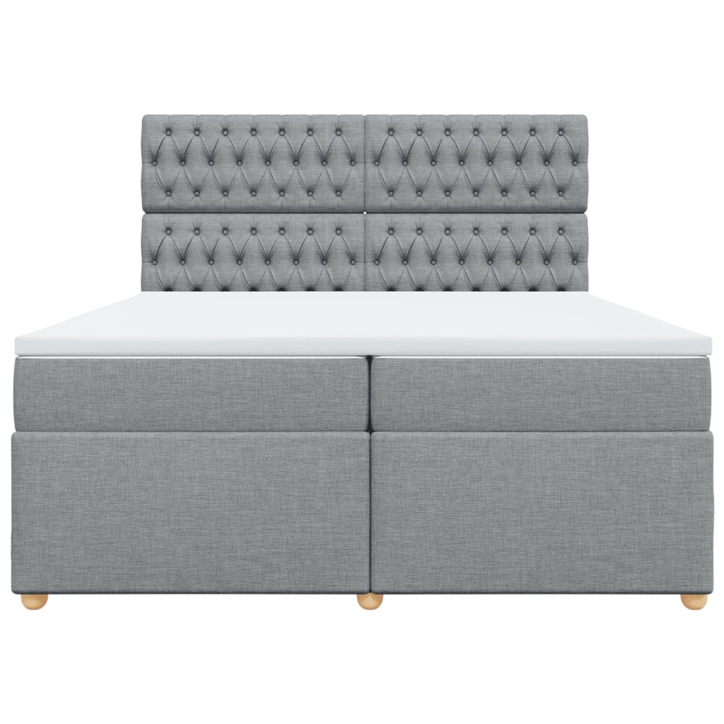 Boxspring met matras stof lichtgrijs 200x200 cm