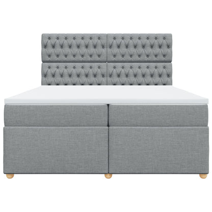 Boxspring met matras stof lichtgrijs 200x200 cm