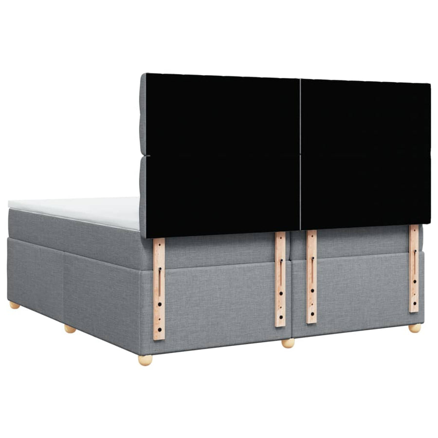 Boxspring met matras stof lichtgrijs 200x200 cm