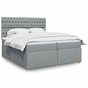 Boxspring 200x200 cm lichtgrijs met pocketveringmatras