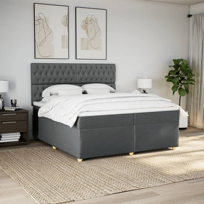 Boxspring met matras stof donkergrijs 200x200 cm