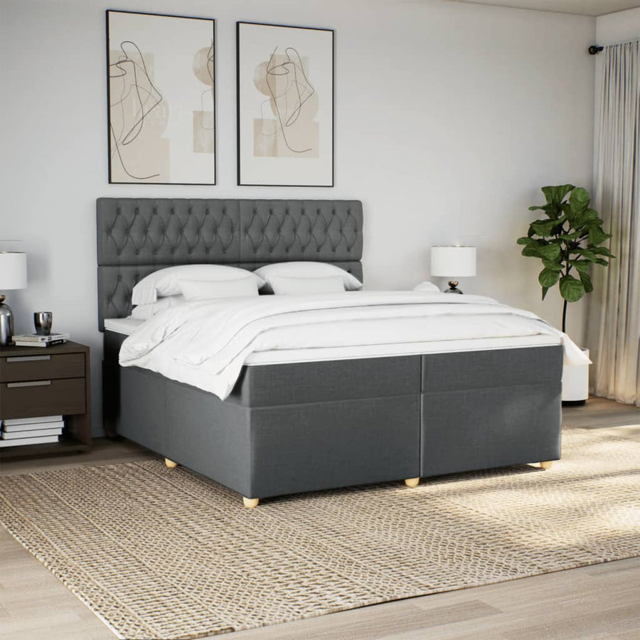 Boxspring met matras stof donkergrijs 200x200 cm