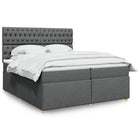 Box spring with dark gray fabric mattress 200x200 cm