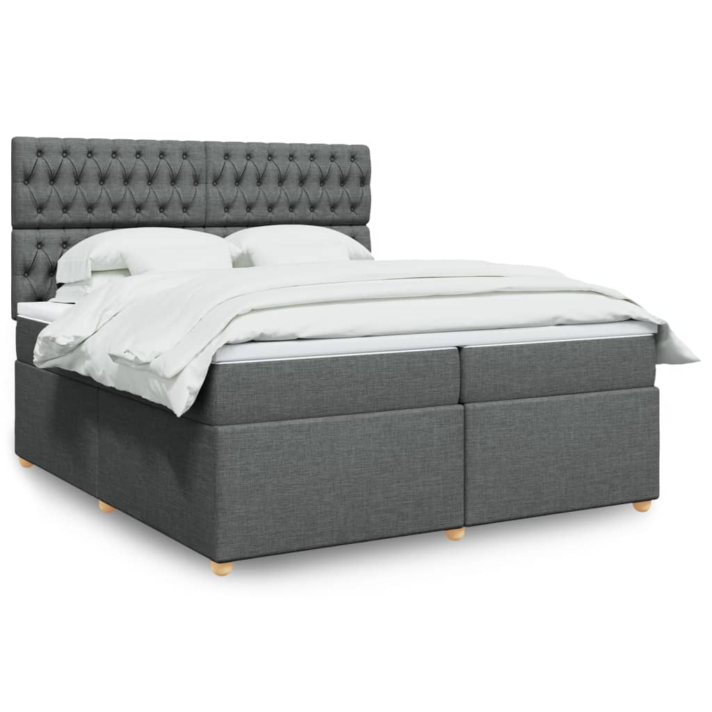 Boxspring met matras stof donkergrijs 200x200 cm
