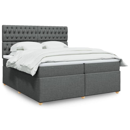 Boxspring met matras stof donkergrijs 200x200 cm