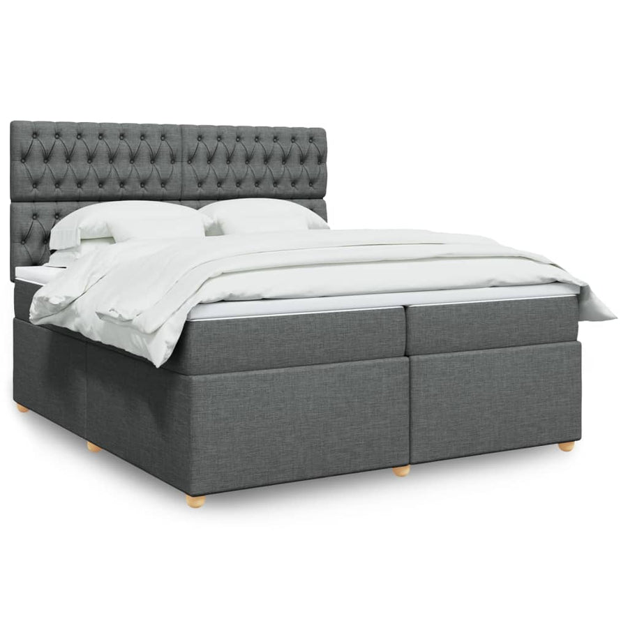 Boxspring met matras stof donkergrijs 200x200 cm