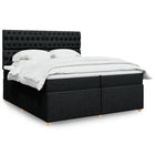 Box spring bed with mattress fabric black 200x200 cm