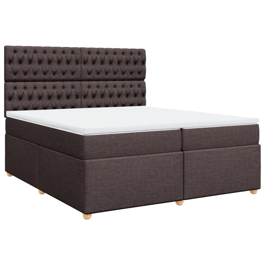 Boxspring met matras stof donkerbruin 200x200 cm