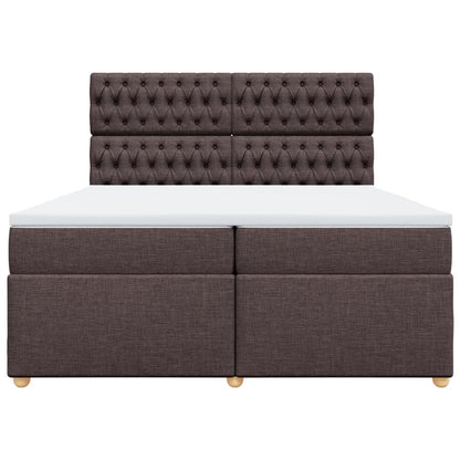 Boxspring met matras stof donkerbruin 200x200 cm