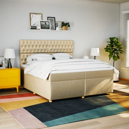 Boxspring met matras stof crèmekleurig 200x200 cm