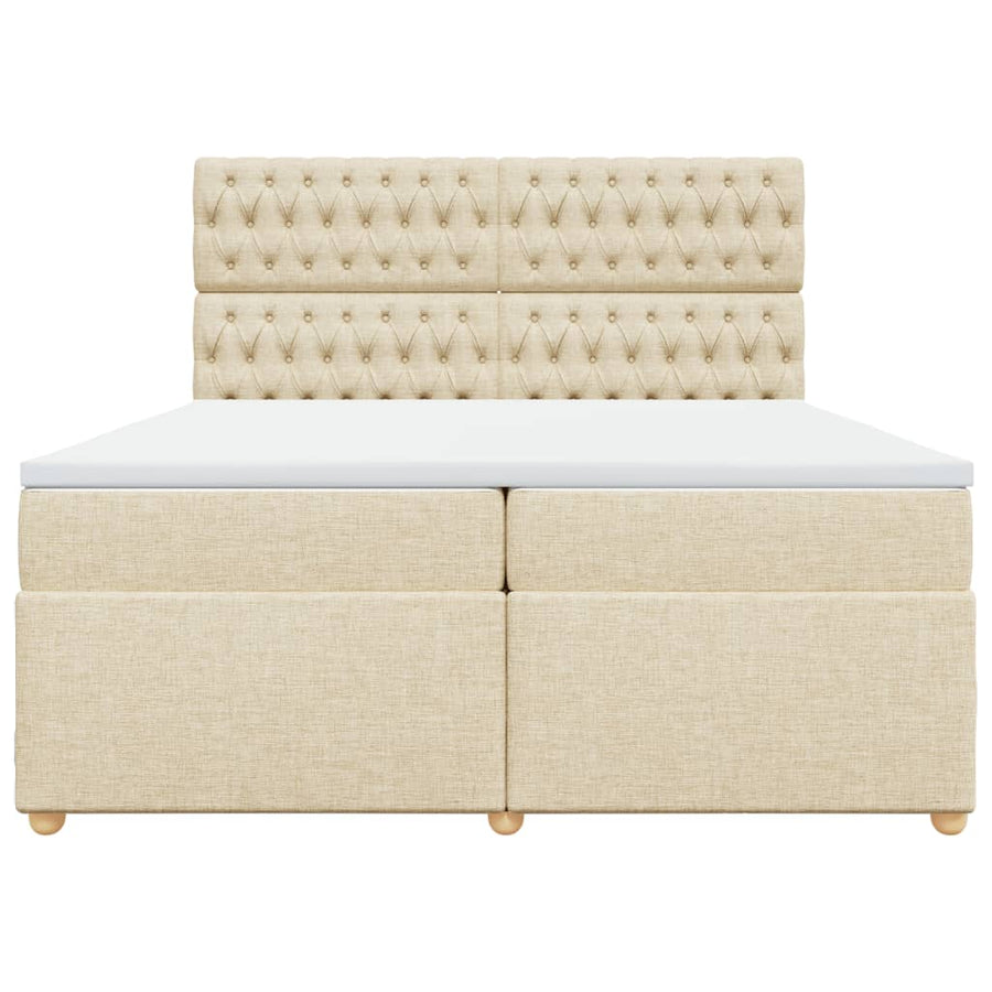 Boxspring met matras stof crèmekleurig 200x200 cm