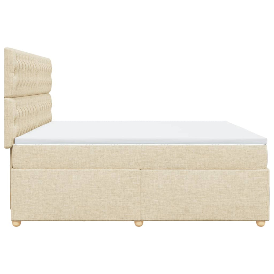 Boxspring met matras stof crèmekleurig 200x200 cm