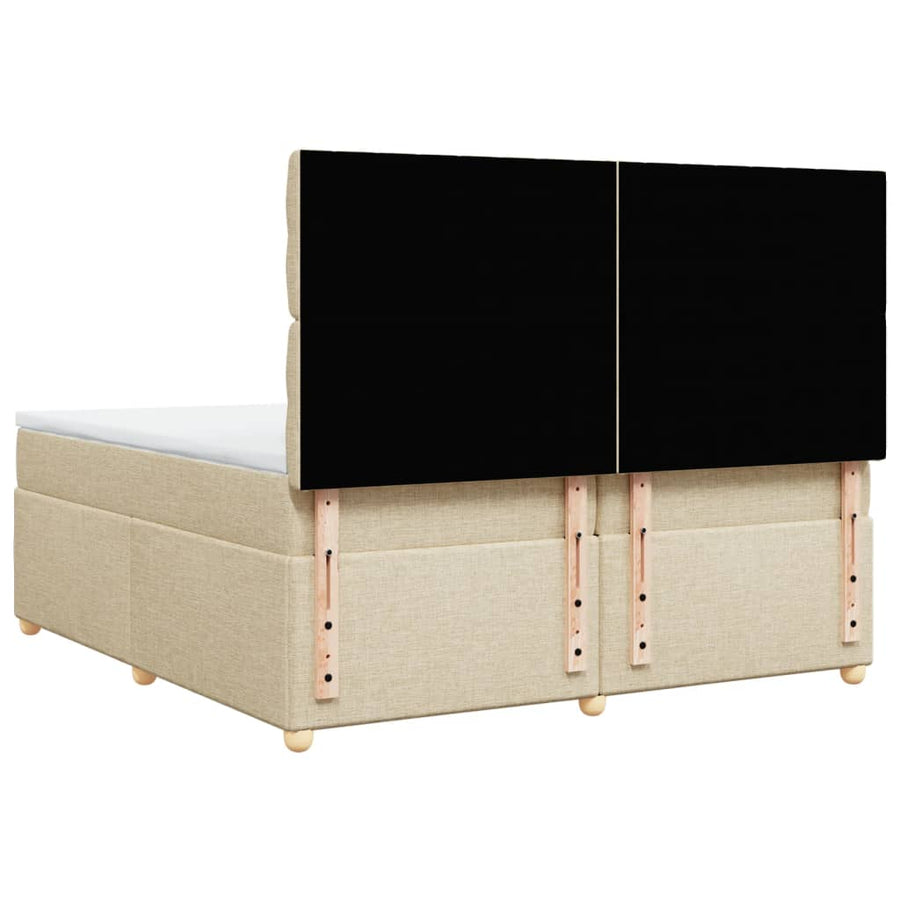 Boxspring met matras stof crèmekleurig 200x200 cm