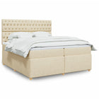 Box spring with fabric mattress cream-coloured 200x200 cm