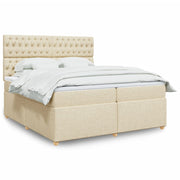 Boxspring met matras 200x200 cm crèmekleurig