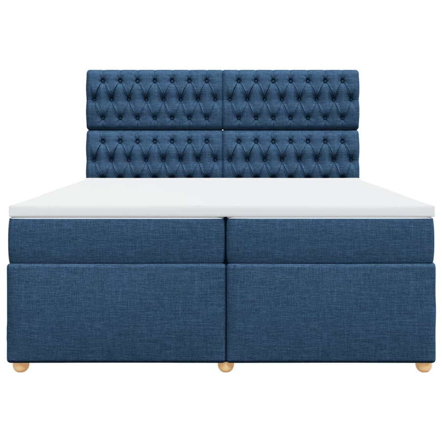 Boxspring met matras stof blauw 200x200 cm