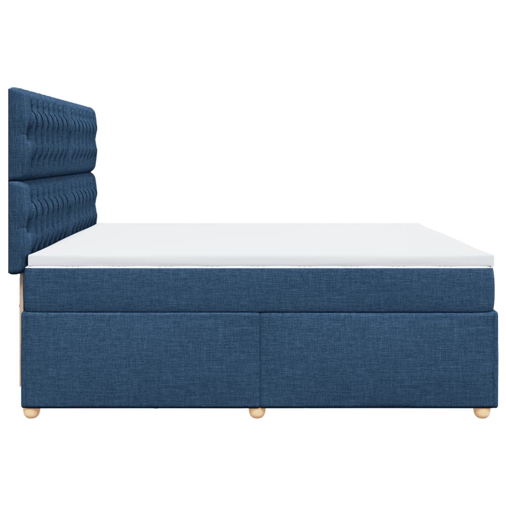 Boxspring met matras stof blauw 200x200 cm