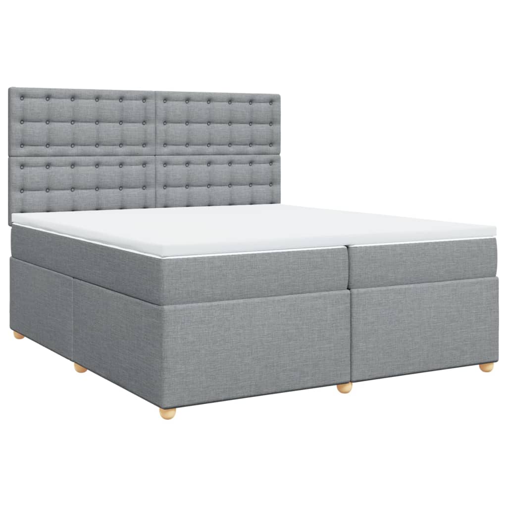 Boxspring met matras stof lichtgrijs 200x200 cm