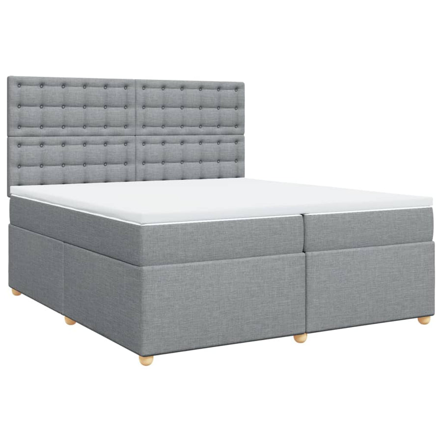 Boxspring met matras stof lichtgrijs 200x200 cm
