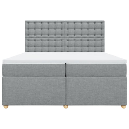 Boxspring met matras stof lichtgrijs 200x200 cm