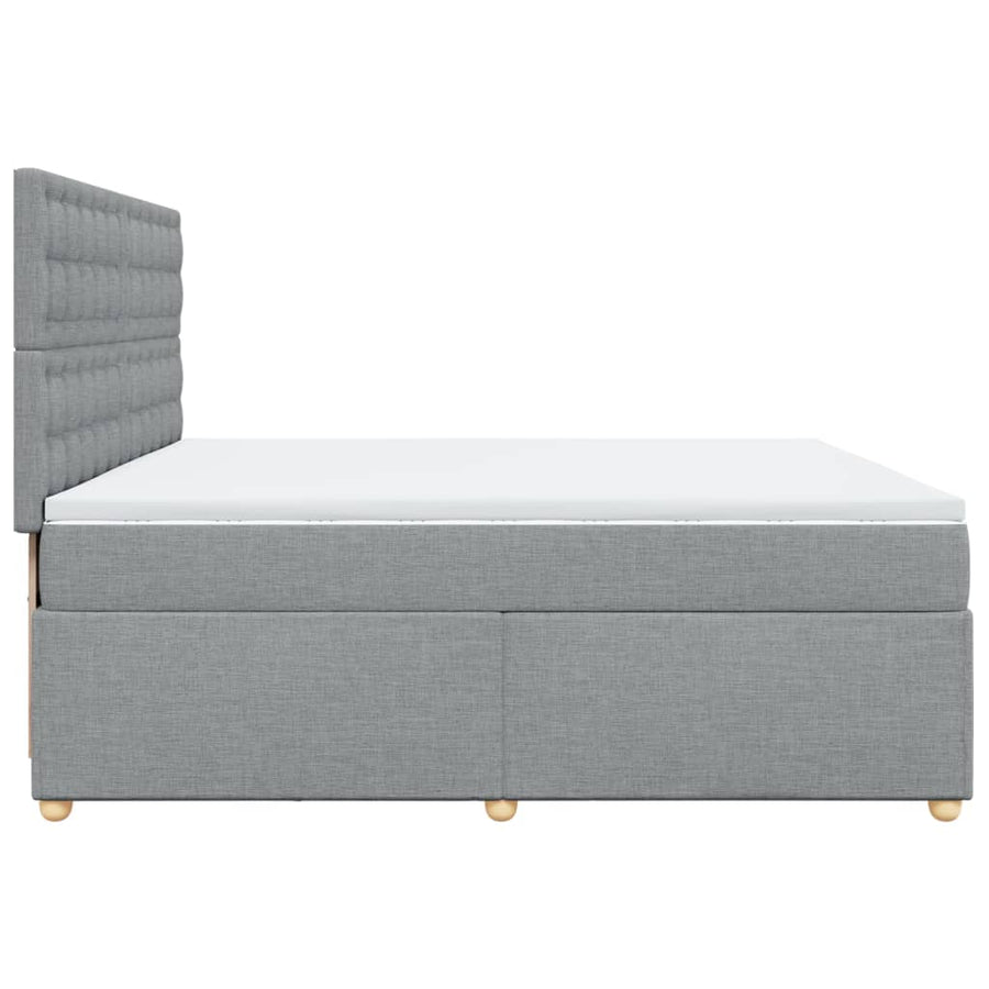 Boxspring met matras stof lichtgrijs 200x200 cm