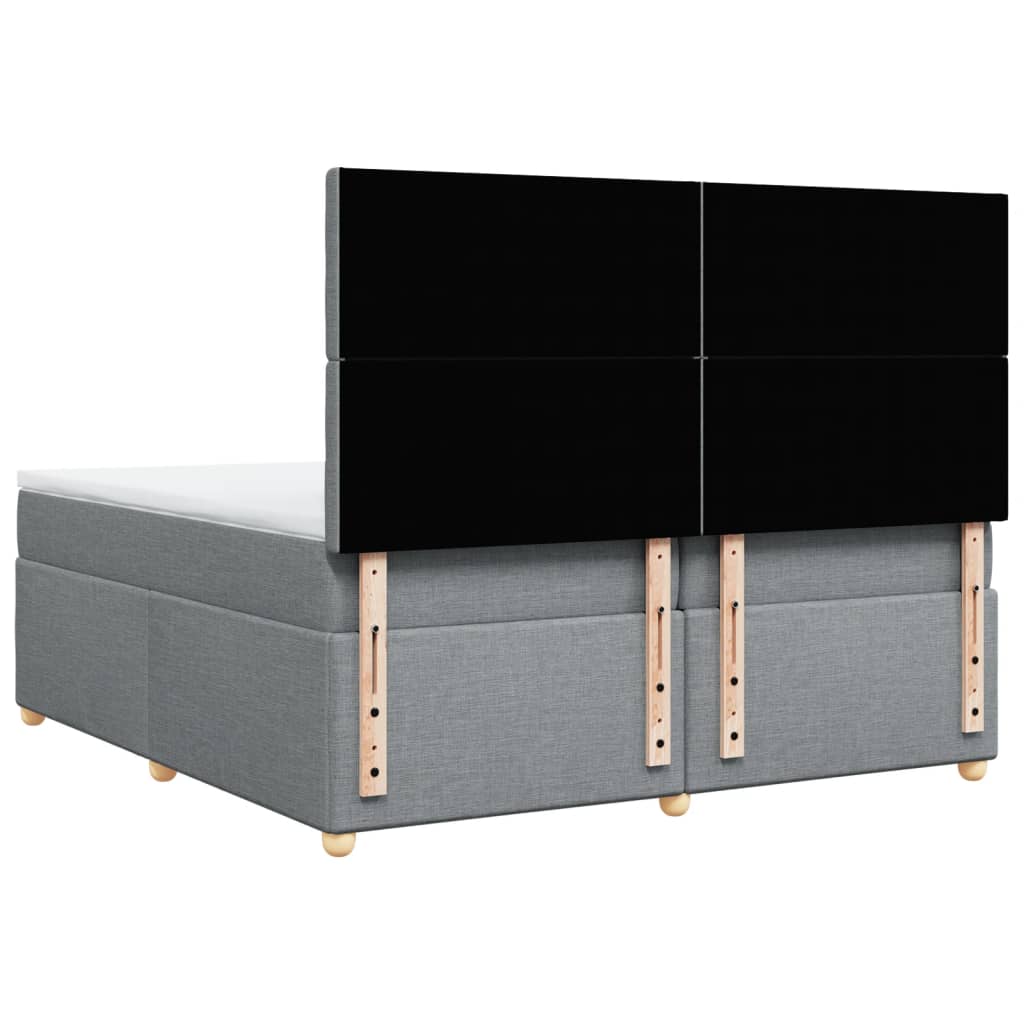 Boxspring met matras stof lichtgrijs 200x200 cm