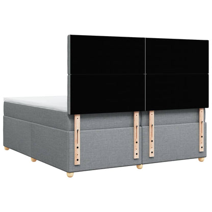 Boxspring met matras stof lichtgrijs 200x200 cm