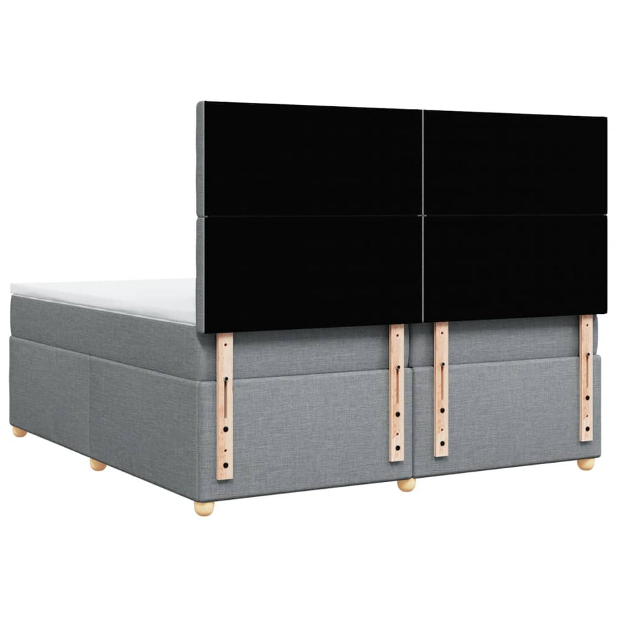 Boxspring met matras stof lichtgrijs 200x200 cm
