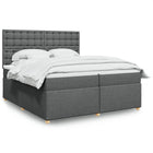 Box spring with dark gray fabric mattress 200x200 cm