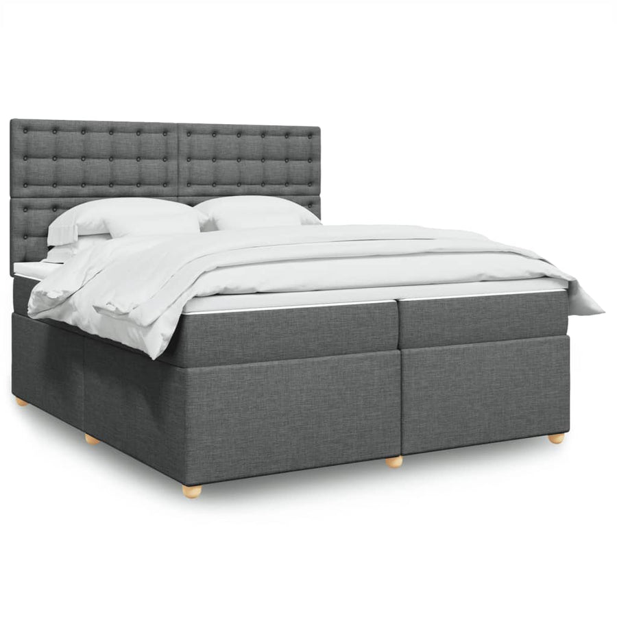 Boxspring met matras stof donkergrijs 200x200 cm