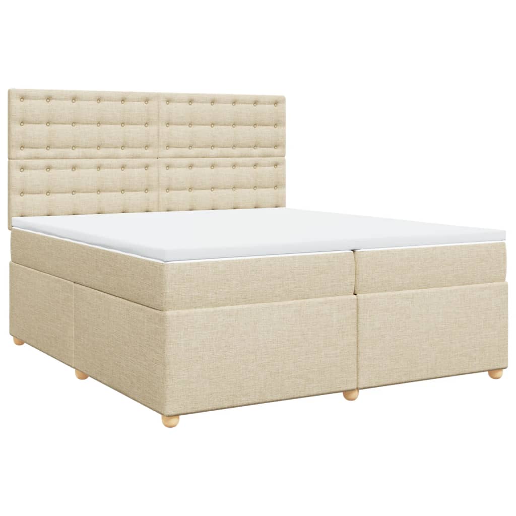 Boxspring met matras stof crèmekleurig 200x200 cm