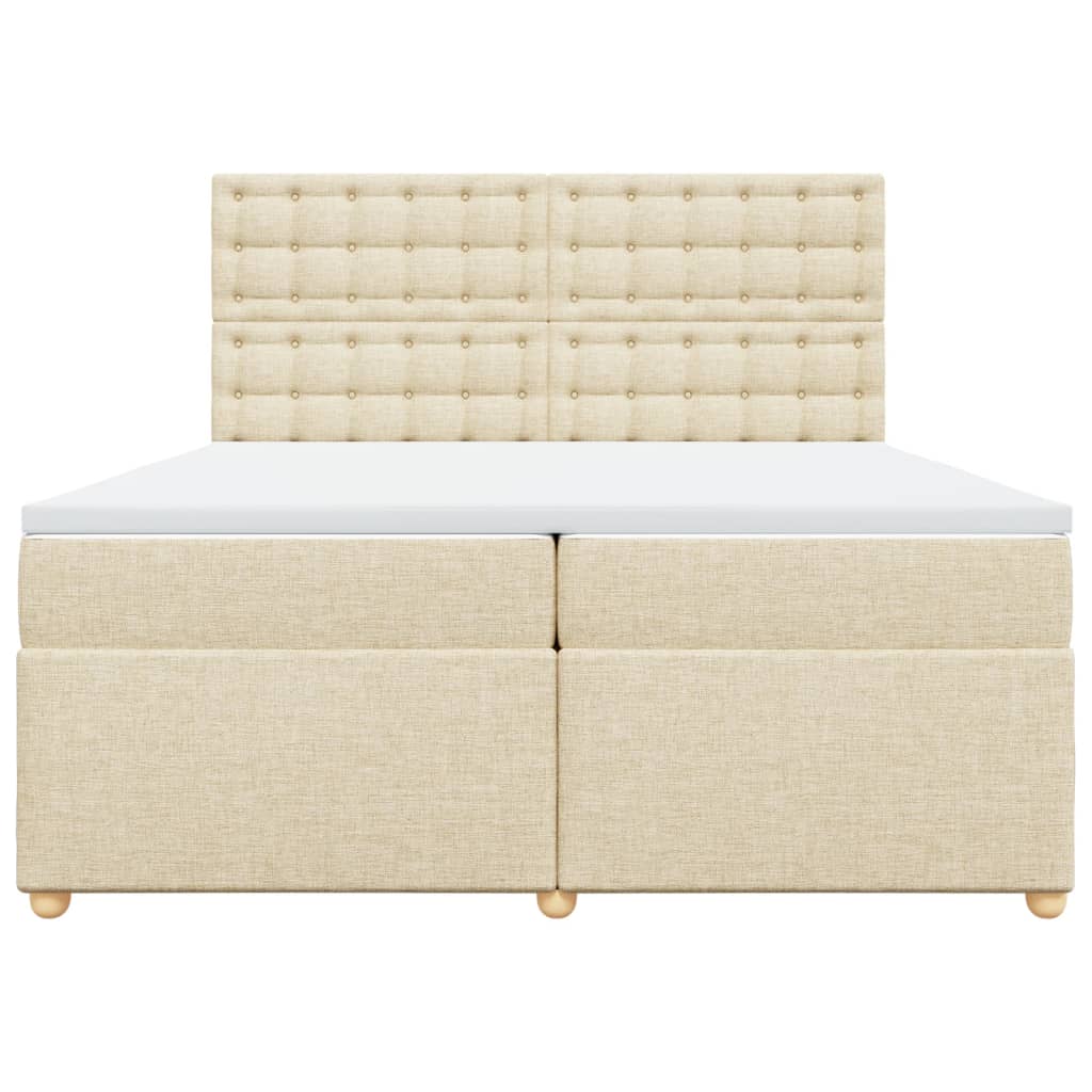 Boxspring met matras stof crèmekleurig 200x200 cm