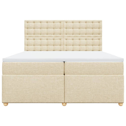 Boxspring met matras stof crèmekleurig 200x200 cm