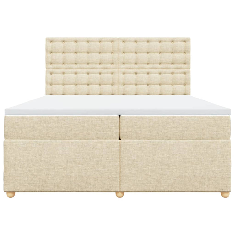 Boxspring met matras stof crèmekleurig 200x200 cm