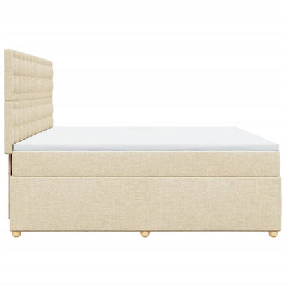 Boxspring met matras stof crèmekleurig 200x200 cm
