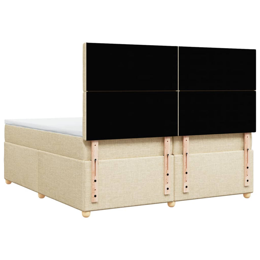 Boxspring met matras stof crèmekleurig 200x200 cm