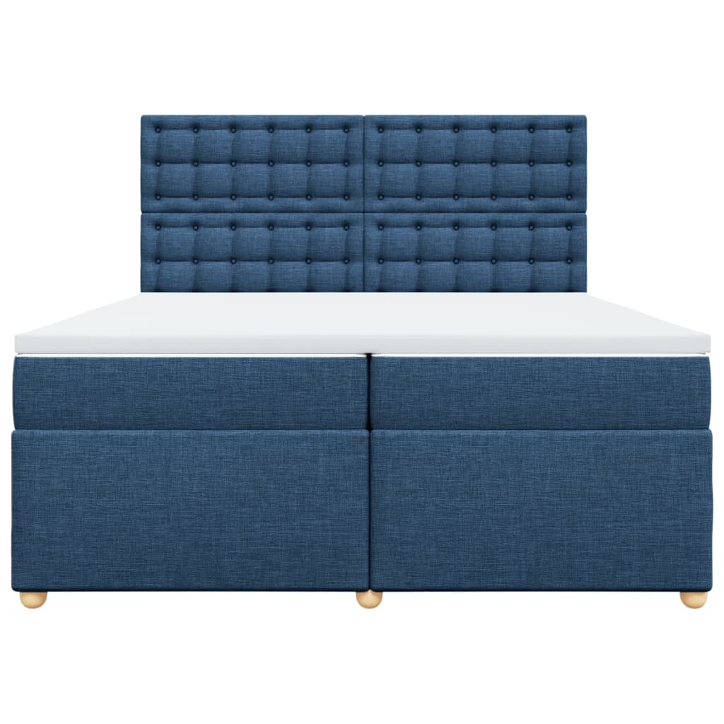 Boxspring met matras stof blauw 200x200 cm