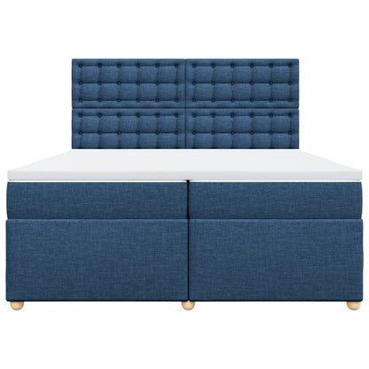 Boxspring met matras stof blauw 200x200 cm