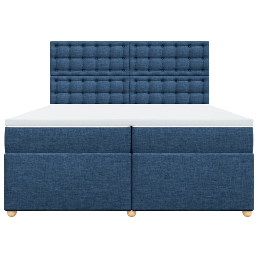 Boxspring met matras stof blauw 200x200 cm