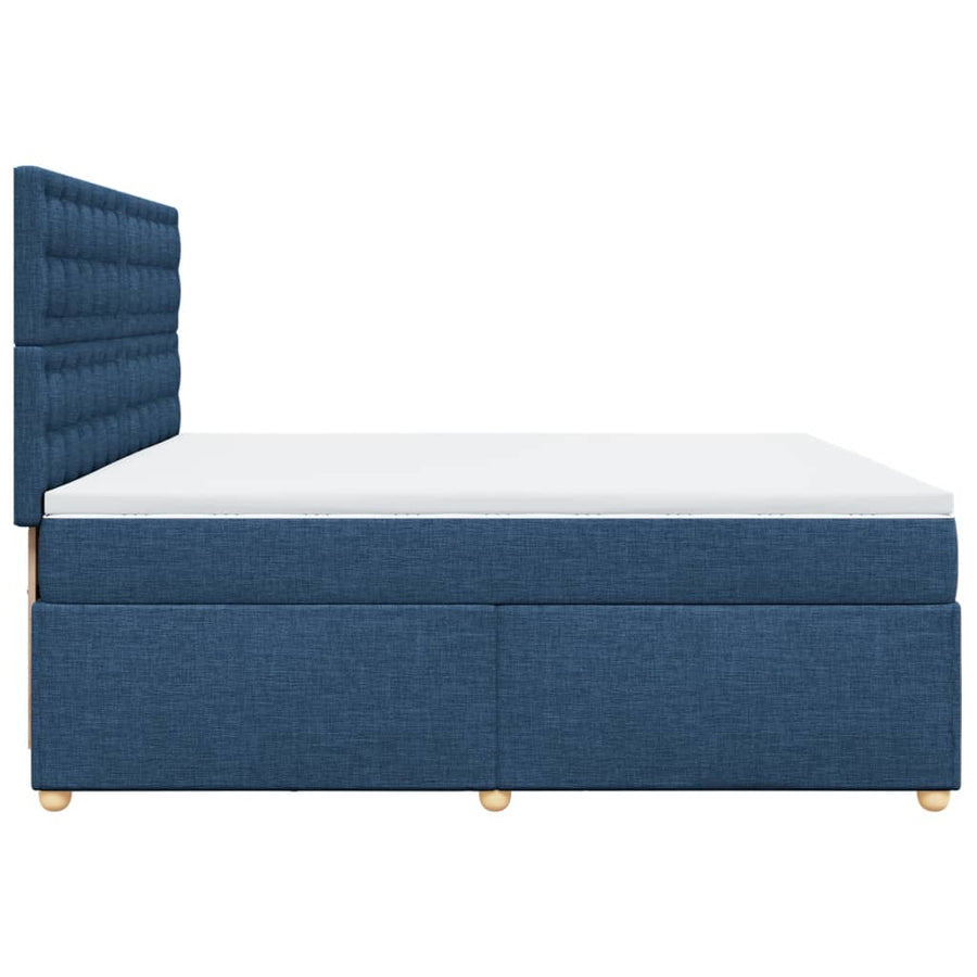 Boxspring met matras stof blauw 200x200 cm