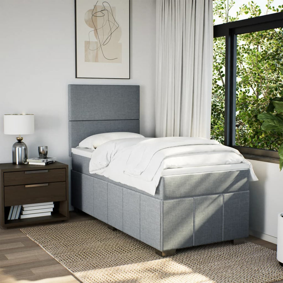 Boxspring met matras stof lichtgrijs 80x200 cm