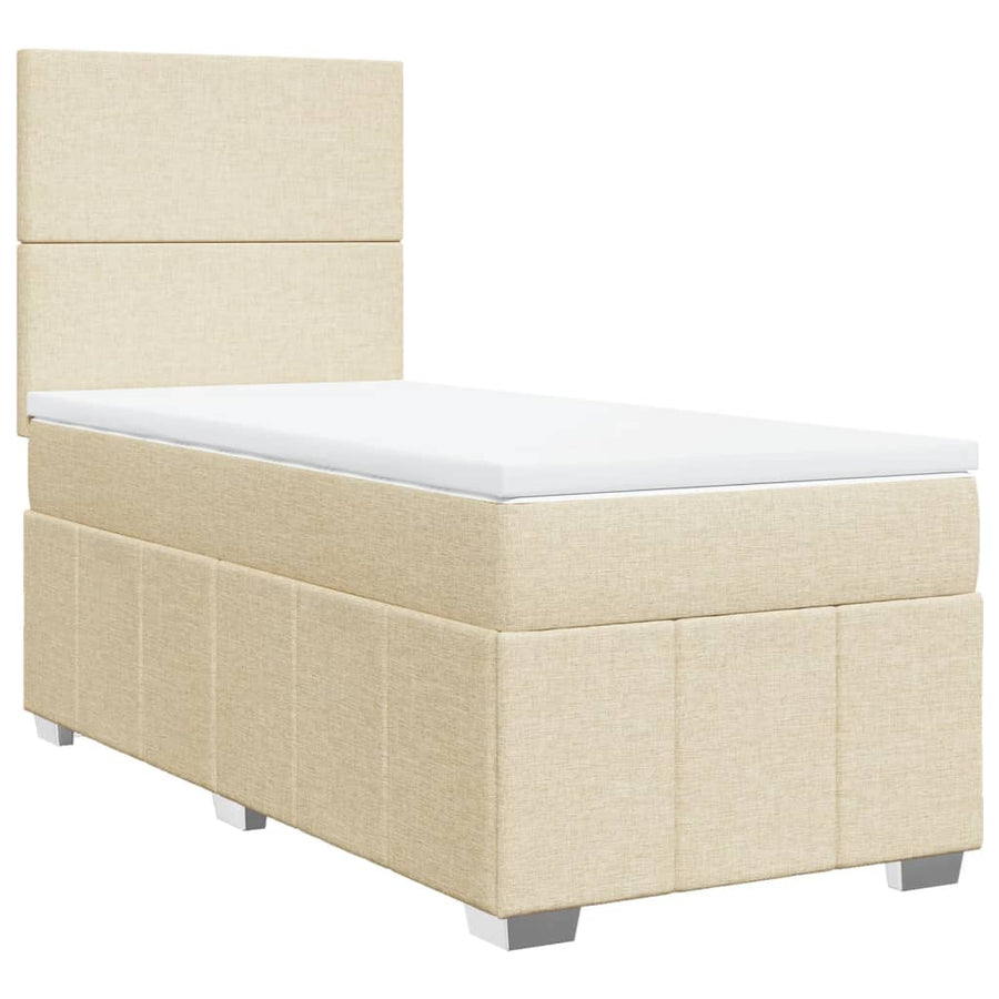 Boxspring met matras stof crèmekleurig 80x200 cm