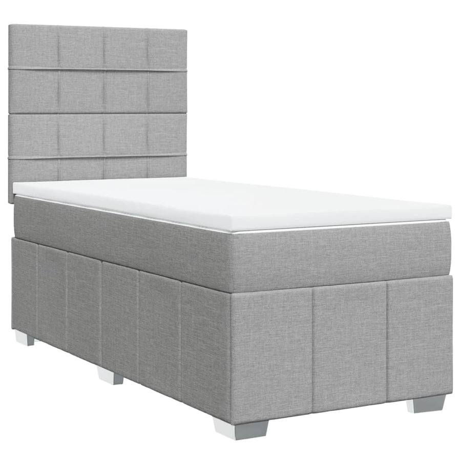 Boxspring met matras stof lichtgrijs 80x200 cm