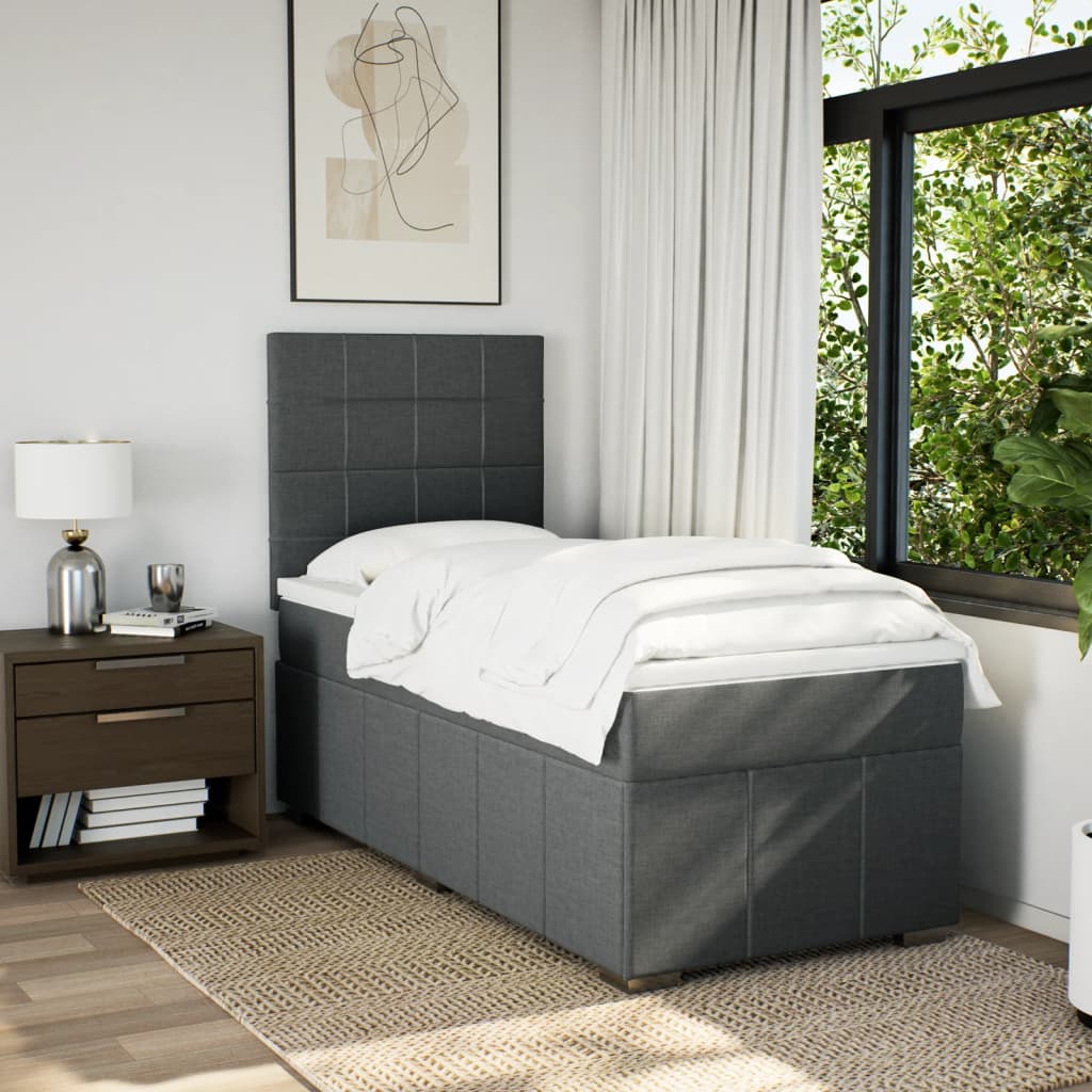 Boxspring met matras stof donkergrijs 80x200 cm