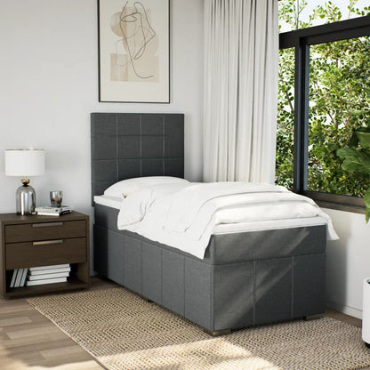 Boxspring met matras stof donkergrijs 80x200 cm